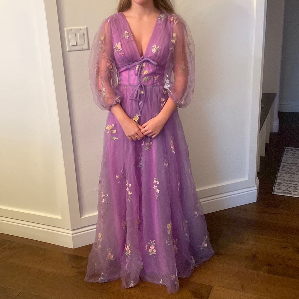 light purple a line dress with mesh sleeves ! NEVER WORN